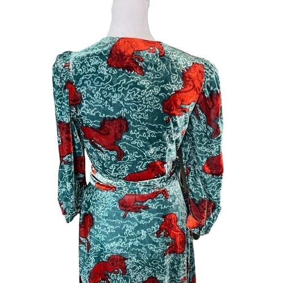 Rhode - NWT Lainey Velvet Pony Print Wrap Dress Sz XS - Picture 7 of 11